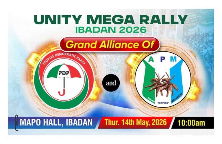 PDP/APM Unity Mega Rally: “No Candidate will be Unveil at the Event” – Organizers